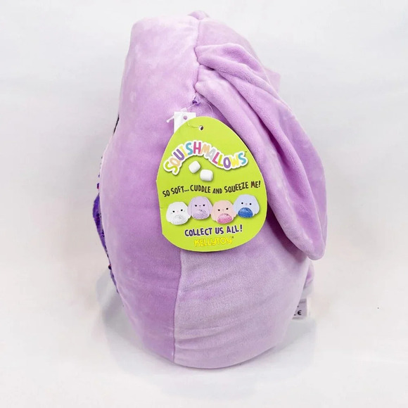 Squishmallow Bubbles Purple Easter Bunny Sequin Belly 10in Plush 2021 - Picture 3 of 3